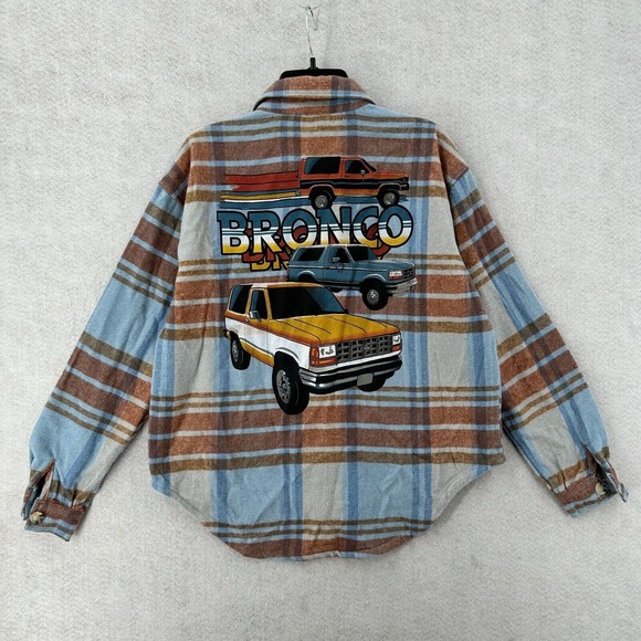 Ford Tops - NWT Ford Bronco Graphic Shacket Flannel Shirt Womens XS Long Sleeve Plaid